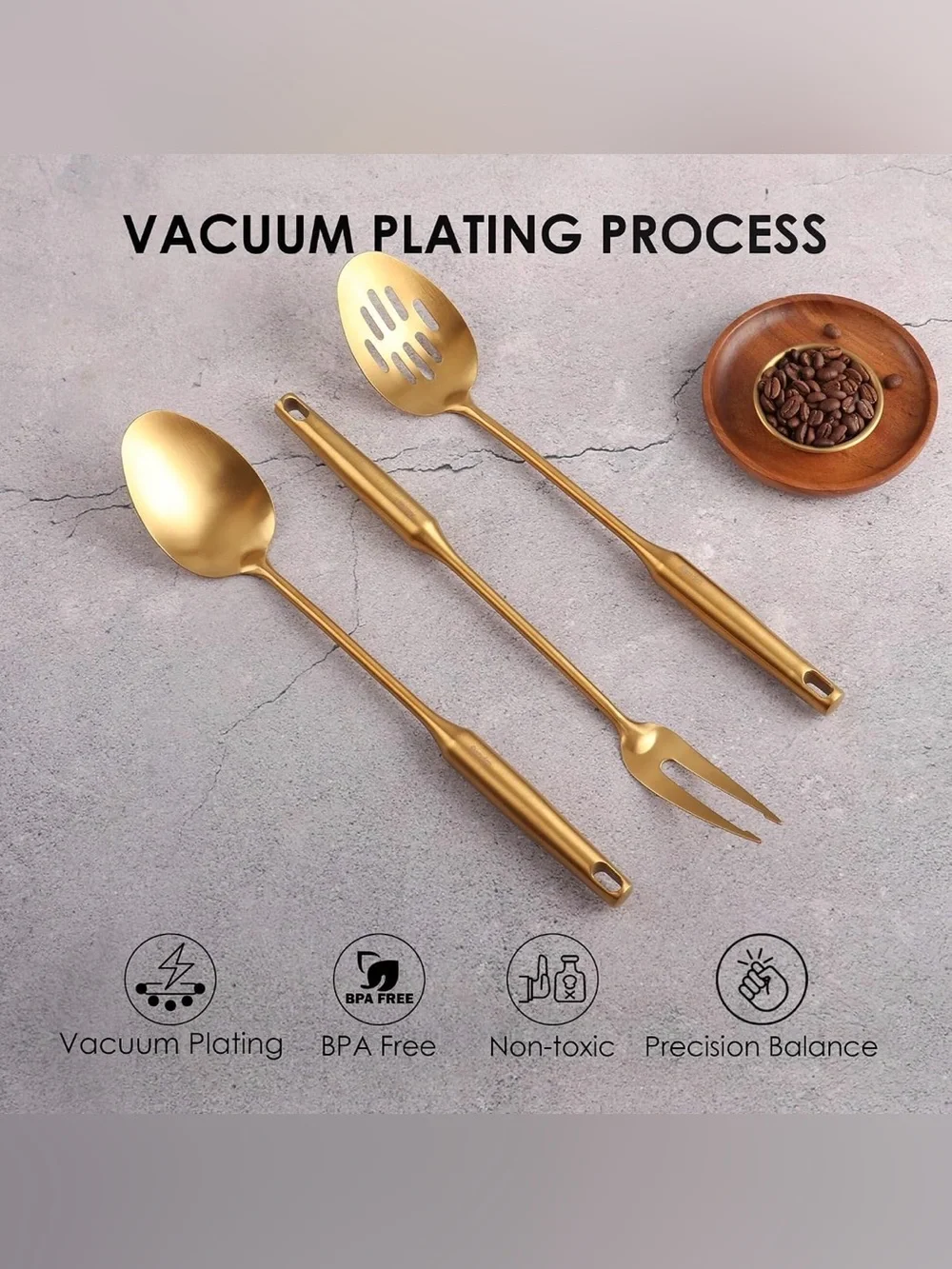 Gold Stainless Steel Kitchen Utensil Set - Elegant Cooking Tools